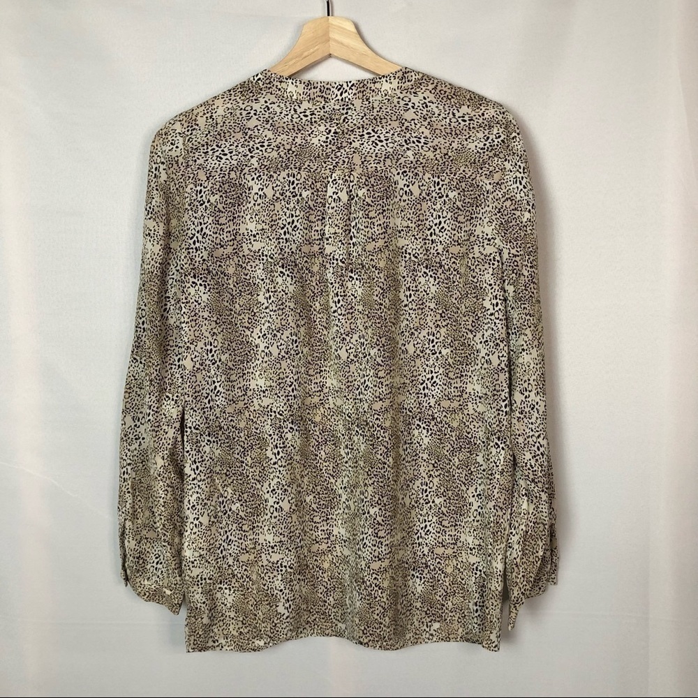 Anthropologie Joie Michi Animal Print Silk Long Sleeve Button Up Blouse S View 3